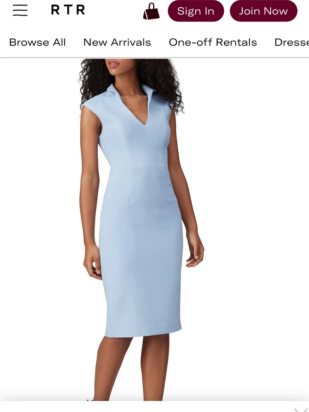 Black Halo Light Blue Cap-Sleeve V-Notch Sheath Dress